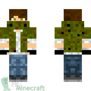 Aperçu de la skin Minecraft Mec au foulard vert