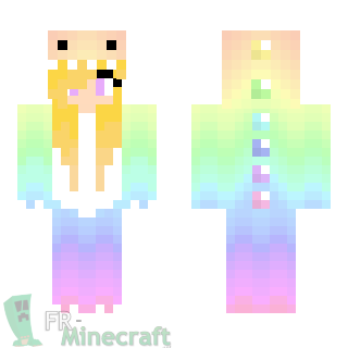 Aperçu de la skin Minecraft Fille déguisement dinosaure multicolore