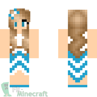Aperçu de la skin Minecraft Fille en robe bleu