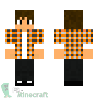 Aperçu de la skin Minecraft Garçon veste à carreau orange