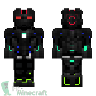 Aperçu de la skin Minecraft Robot avec nano armure multicolore