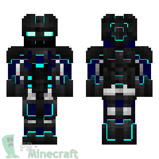 Aperçu de la skin Minecraft Robot avec nano armure bleu cyan