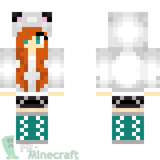 Aperçu de la skin Minecraft Fille à veste panda !!