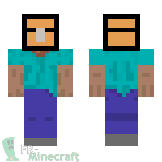 Aperçu de la skin Minecraft Steve avec un coffre sur la tête