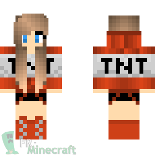 Aperçu de la skin Minecraft Fille tenue TNT