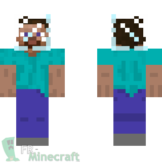 Aperçu de la skin Minecraft Steve avec un bloc de verre sur la tête