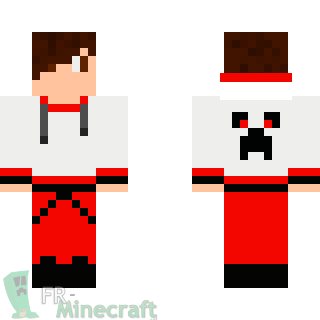 Aperçu de la skin Minecraft garçoon en blanc rouge et noir