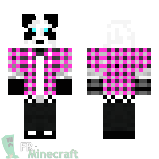Aperçu de la skin Minecraft Panda en chemise rose