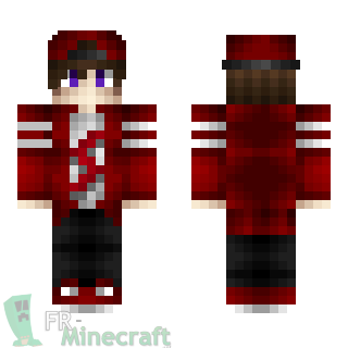 Aperçu de la skin Minecraft Garçon casquette et veste rouge