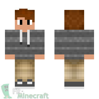 Aperçu de la skin Minecraft Garçon brun veste rayée