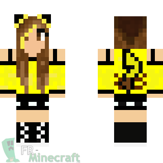 Aperçu de la skin Minecraft Fille tenue Pikachu
