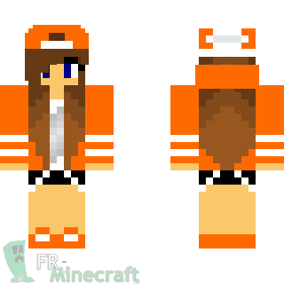 Aperçu de la skin Minecraft Fille tenue orange