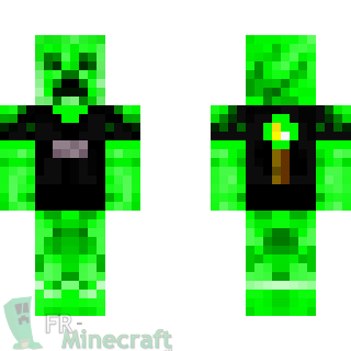 Aperçu de la skin Minecraft Creeper avec T-shirt noir