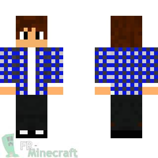 Aperçu de la skin Minecraft Gars en chemise a carreau bleu