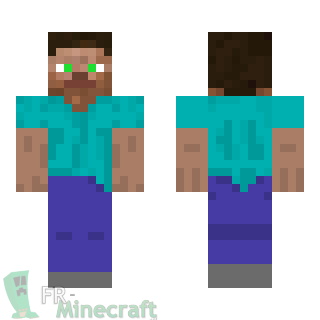 Aperçu de la skin Minecraft Steve aux yeux verts