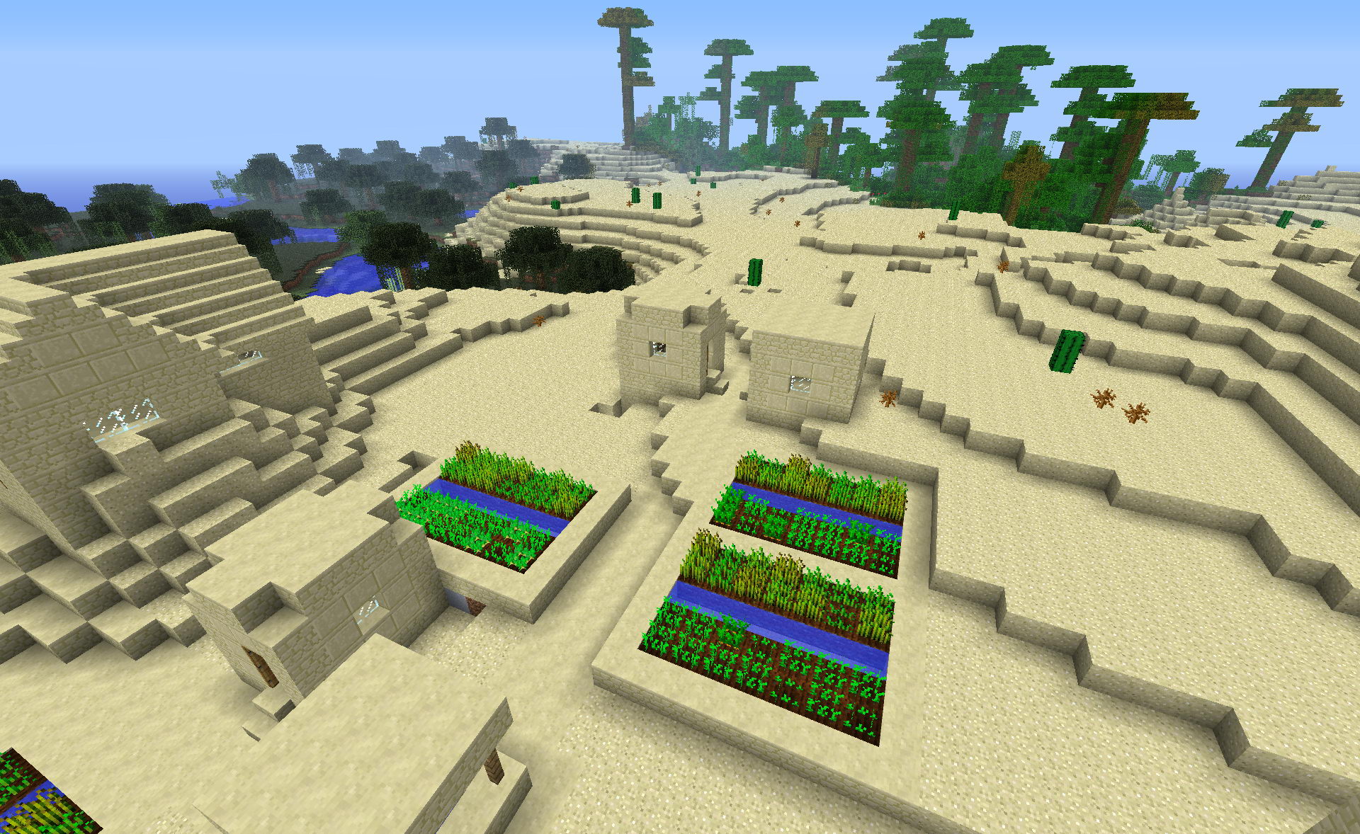 What is the title of this picture ? Minecraft Seed Minecraft : Village du desert