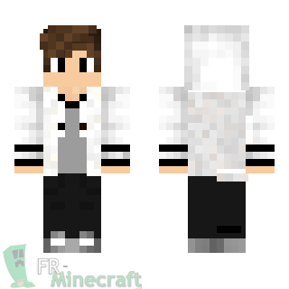 Aperçu de la skin Minecraft Garçon veste blanche et noire