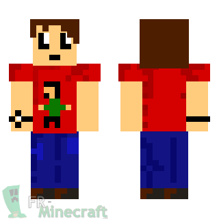 Aperçu de la skin Minecraft Garçon T-shirt rouge et montre
