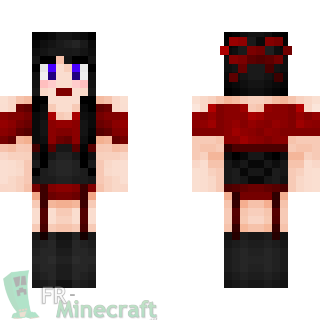 Aperçu de la skin Minecraft Fille en noir et rouge