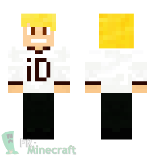 Aperçu de la skin Minecraft Homme Blond Maillot Blanc motif ID