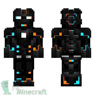 Aperçu de la skin Minecraft Robot avec nano armure bleue orange