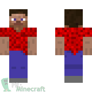 Aperçu de la skin Minecraft Steve en chemise rouge