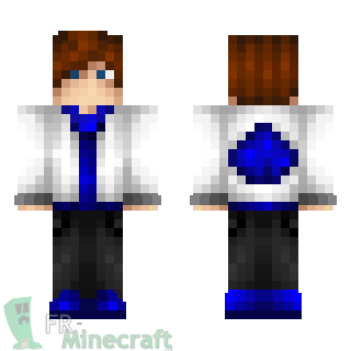 Aperçu de la skin Minecraft Homme cool bleu/blanc
