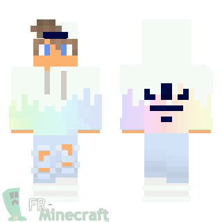 Aperçu de la skin Minecraft Garçon en blanc et casquette