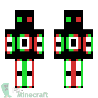 Aperçu de la skin Minecraft Alien noir vert blanc rouge