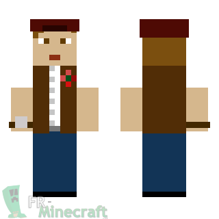 Aperçu de la skin Minecraft Civil avec casquette et veste marron