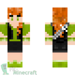 Aperçu de la skin Minecraft Fille rousse avec épée