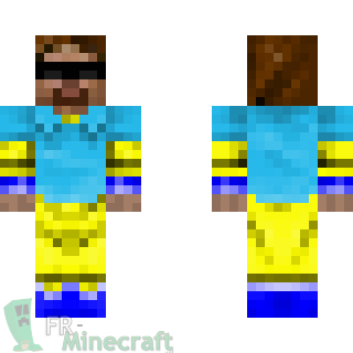 Aperçu de la skin Minecraft Steve bleu et jaune masqué