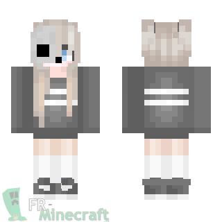 Aperçu de la skin Minecraft Fille pull gris