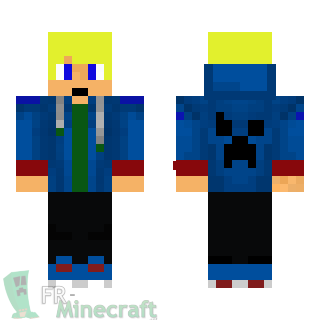 Aperçu de la skin Minecraft Garçon blond et veste bleue