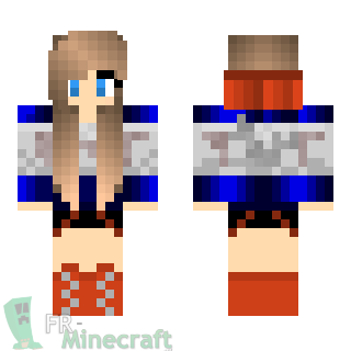 Aperçu de la skin Minecraft Fille avec chemise bleue et jupe noire