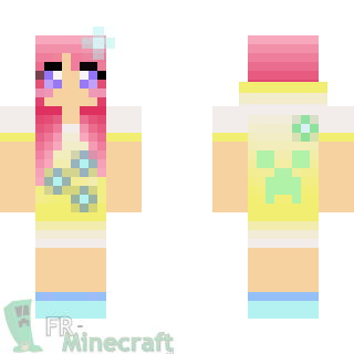 Aperçu de la skin Minecraft Fille Mignone aux Cheveux Rose