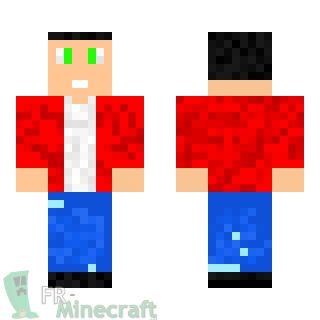 Aperçu de la skin Minecraft Garçon chemise rouge et jean