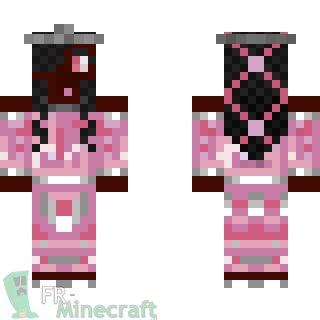 Aperçu de la skin Minecraft Princesse noire à robe rose