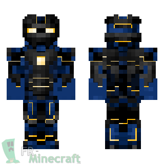 Aperçu de la skin Minecraft Robot avec nano armure bleu foncé