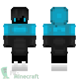 Aperçu de la skin Minecraft Garçon en noir et bleu