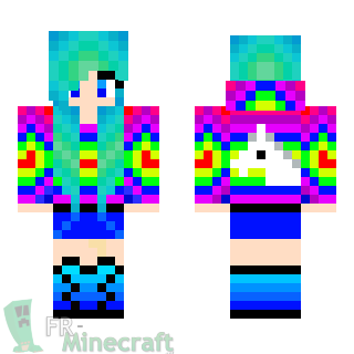 Aperçu de la skin Minecraft Fille pull licorne