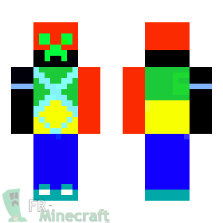 Aperçu de la skin Minecraft Creeper multicolore et casques