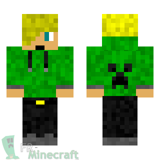 Aperçu de la skin Minecraft Garçon blond / sweat vert