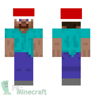 Aperçu de la skin Minecraft Steve avec un bonnet de Noël