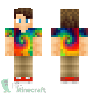 Aperçu de la skin Minecraft Homme avec un tee-shirt multicolore