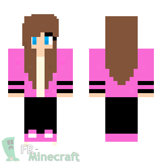 Aperçu de la skin Minecraft Fille veste rose / casques