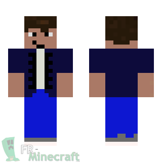 Aperçu de la skin Minecraft Garçon veste bleue et sourire