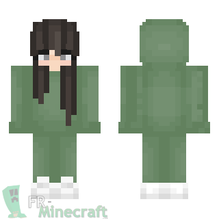 Aperçu de la skin Minecraft Fille tenue et capuche verte