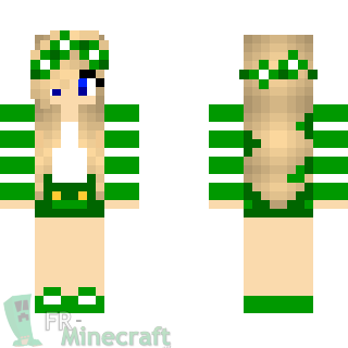 Aperçu de la skin Minecraft Fille en vert et couronne de fleurs