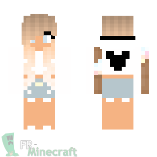 Aperçu de la skin Minecraft Fille blonde en blanc